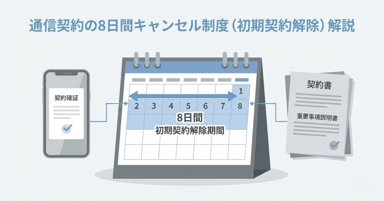 楽天モバイルの8日間キャンセル制度と端末代金の注意点を整理した図