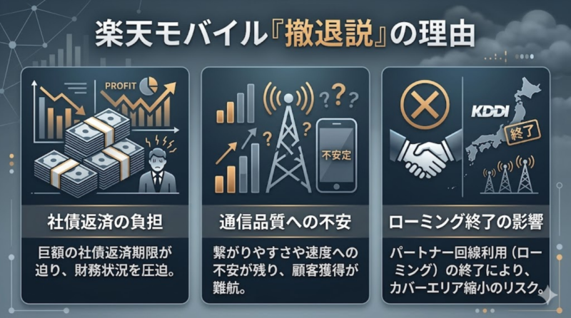楽天モバイルが撤退すると言われる3つの理由