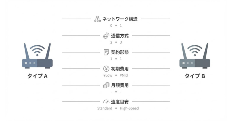 楽天モバイルでL13と純正ホームルーターを構造面から比較した概念図