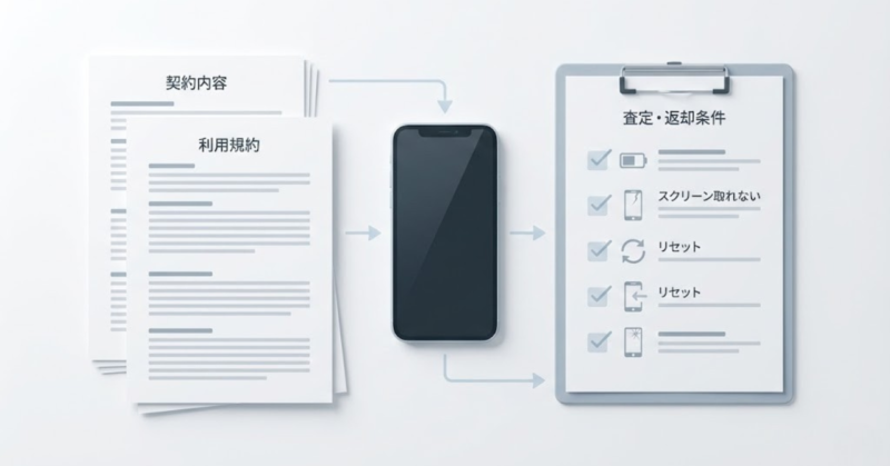 楽天モバイルの返却プログラムの制度構造と査定条件を整理するイメージ