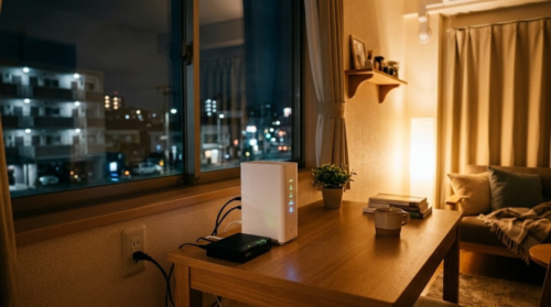 L13と楽天モバイルで固定回線化を検証中の室内環境イメージ