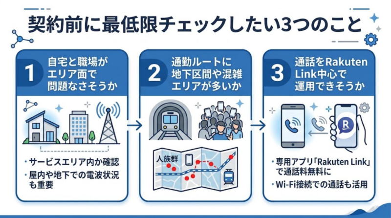楽天モバイル契約前に確認したい3つのポイント