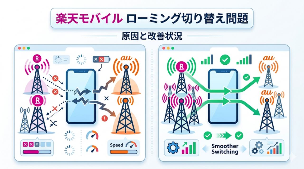 楽天モバイル ローミング 切り替わらない 原因と改善状況