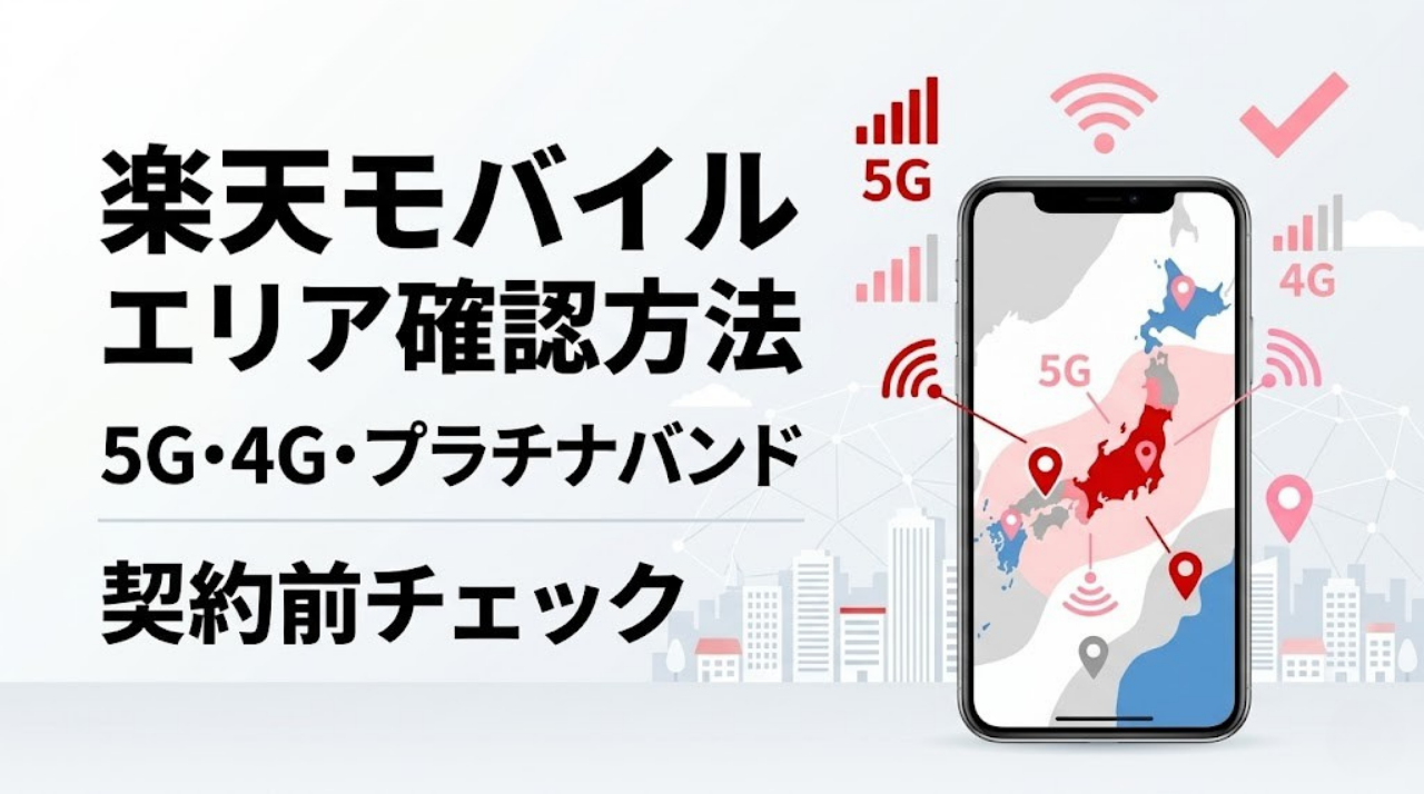 楽天モバイルのエリア確認方法を解説するアイキャッチ画像
