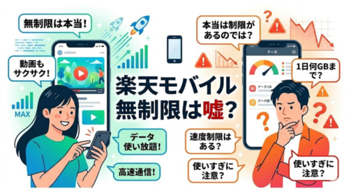 楽天モバイル データ無制限 嘘か本当かを比較したイメージ